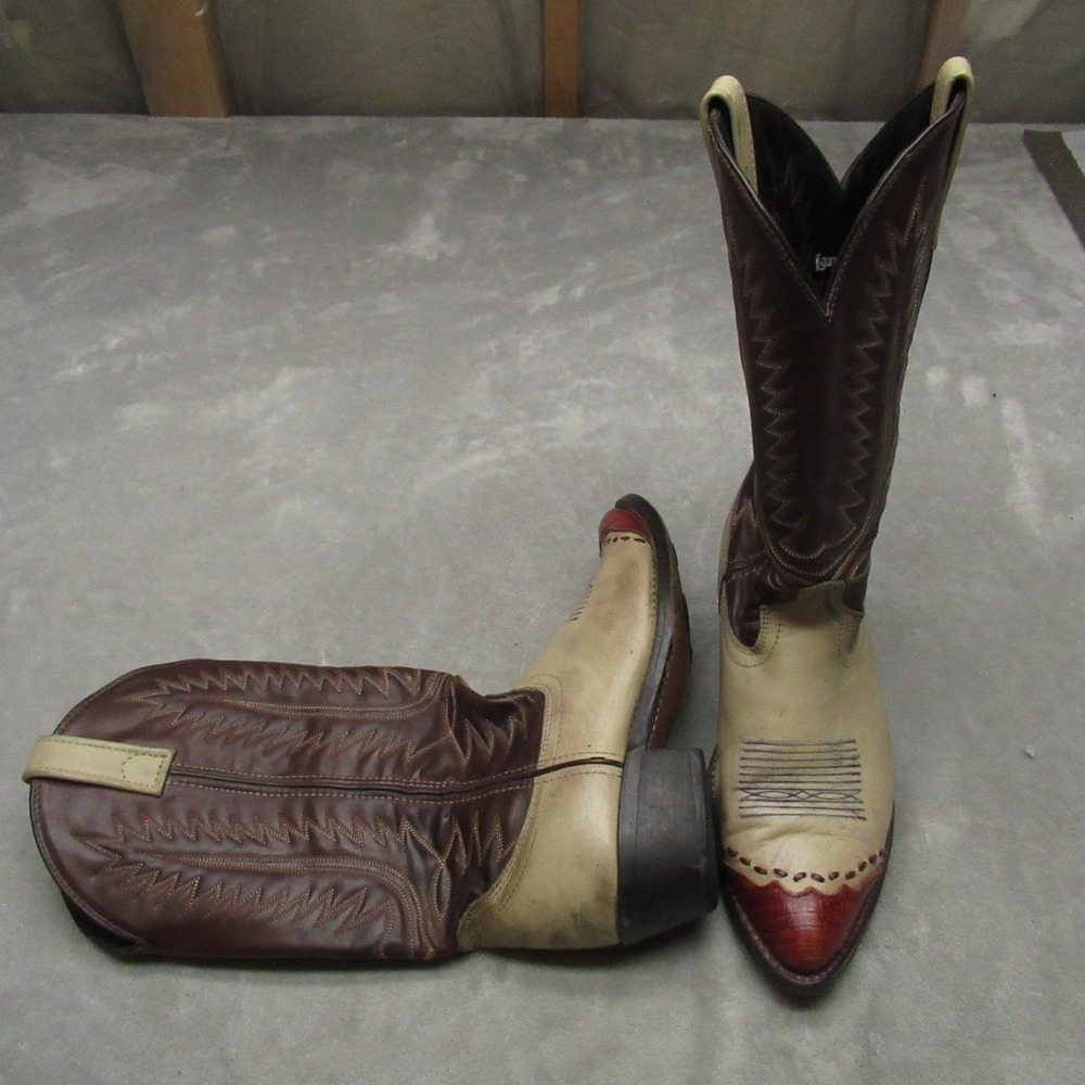 Laredo Mens 7D Flagstaff Boots Brown Leather‎ 61161 Western Cowboy Wingtip Tall